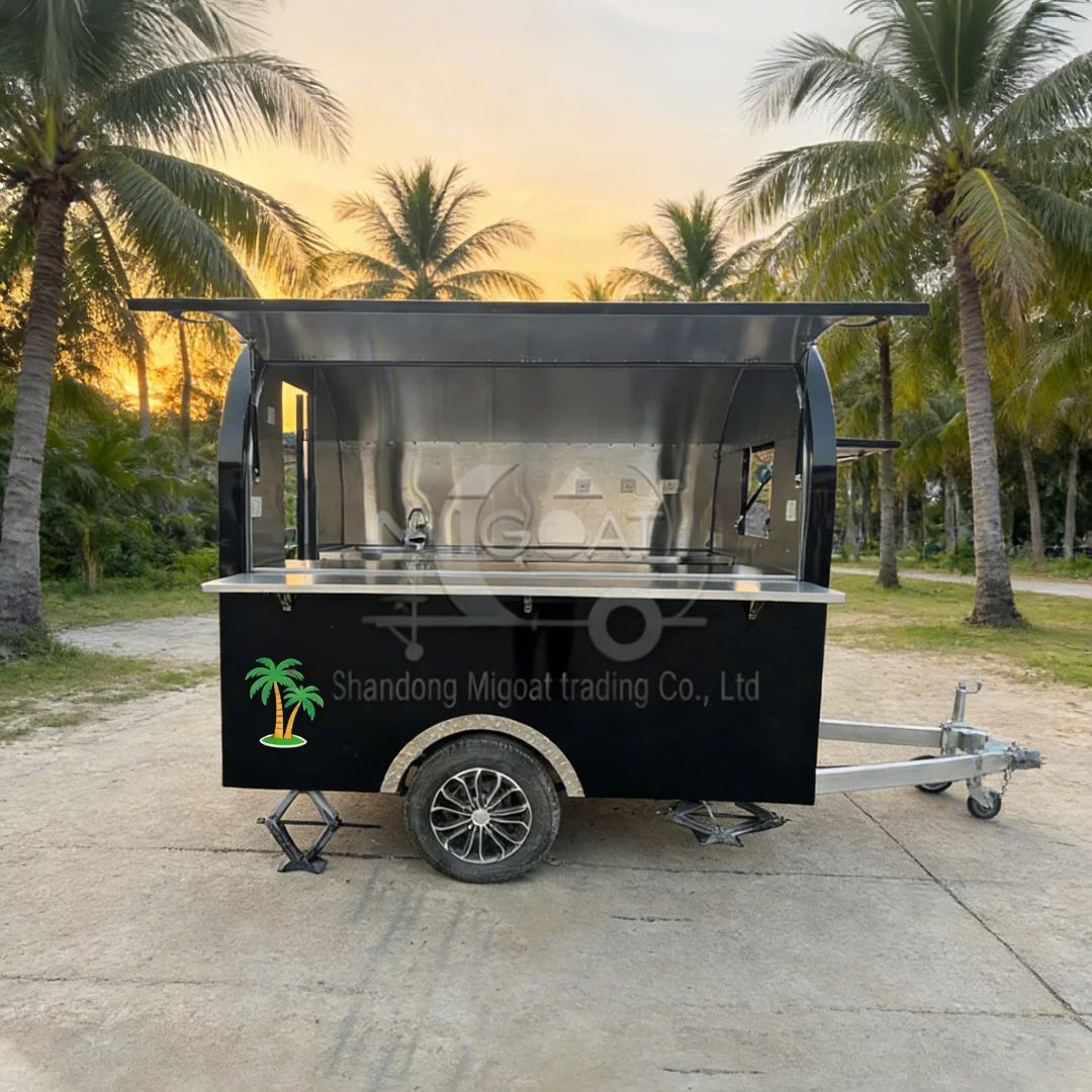 Food Snacks That Are Black - Siyah yuvarlak tekerlekli mobil yiyecek arabası,