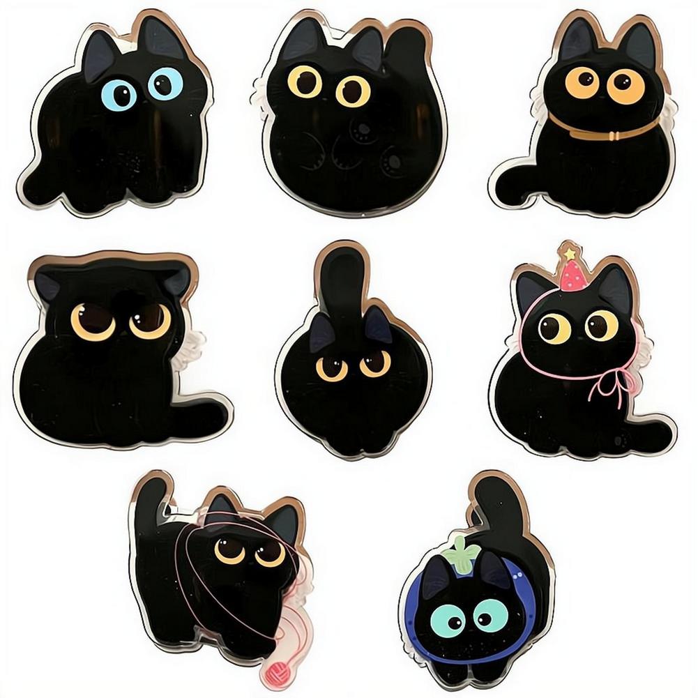 Food Snacks That Are Black - Sevimli Siyah Kedi Akrilik Sızdırmazlık Klipsleri