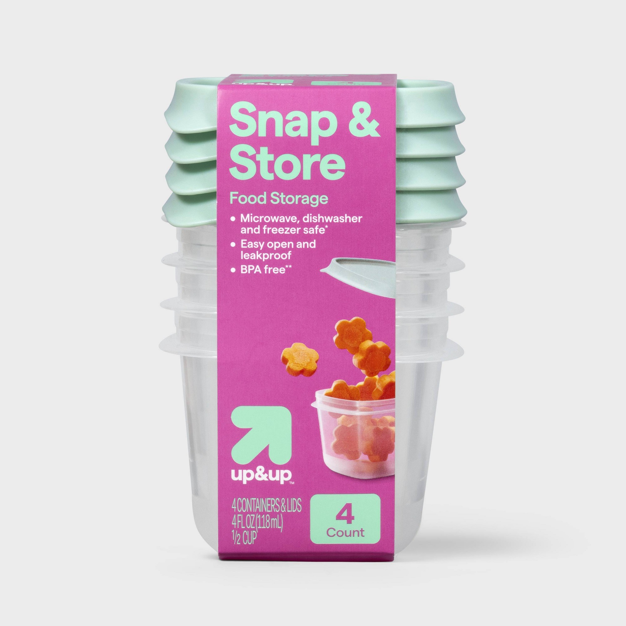 Food Prep Snacks - 4 adet Mini Kare Yarım Bardak
