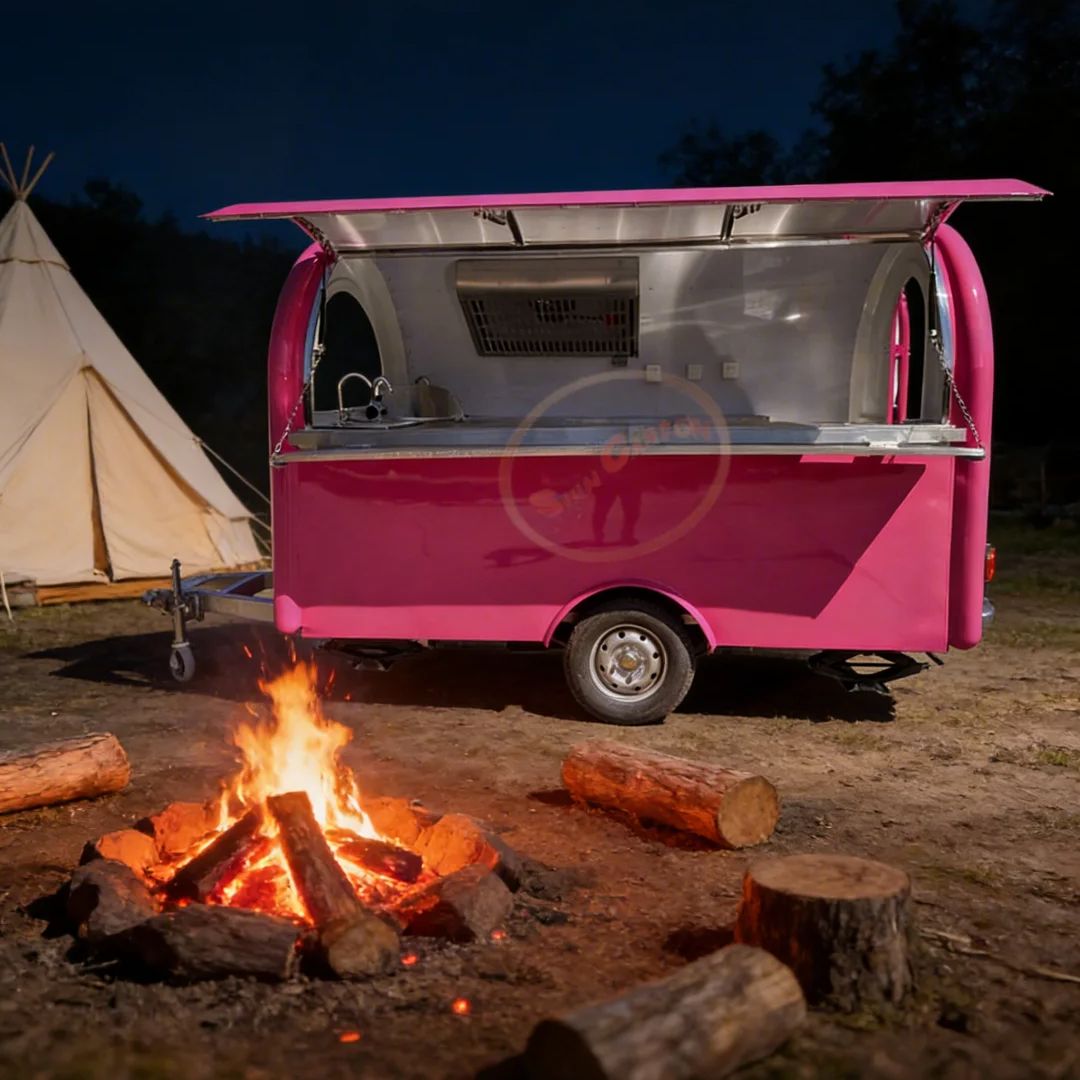 Food Snacks Business - Özelleştirilebilir Fiberglas Mobil Yiyecek Treyleri Tam