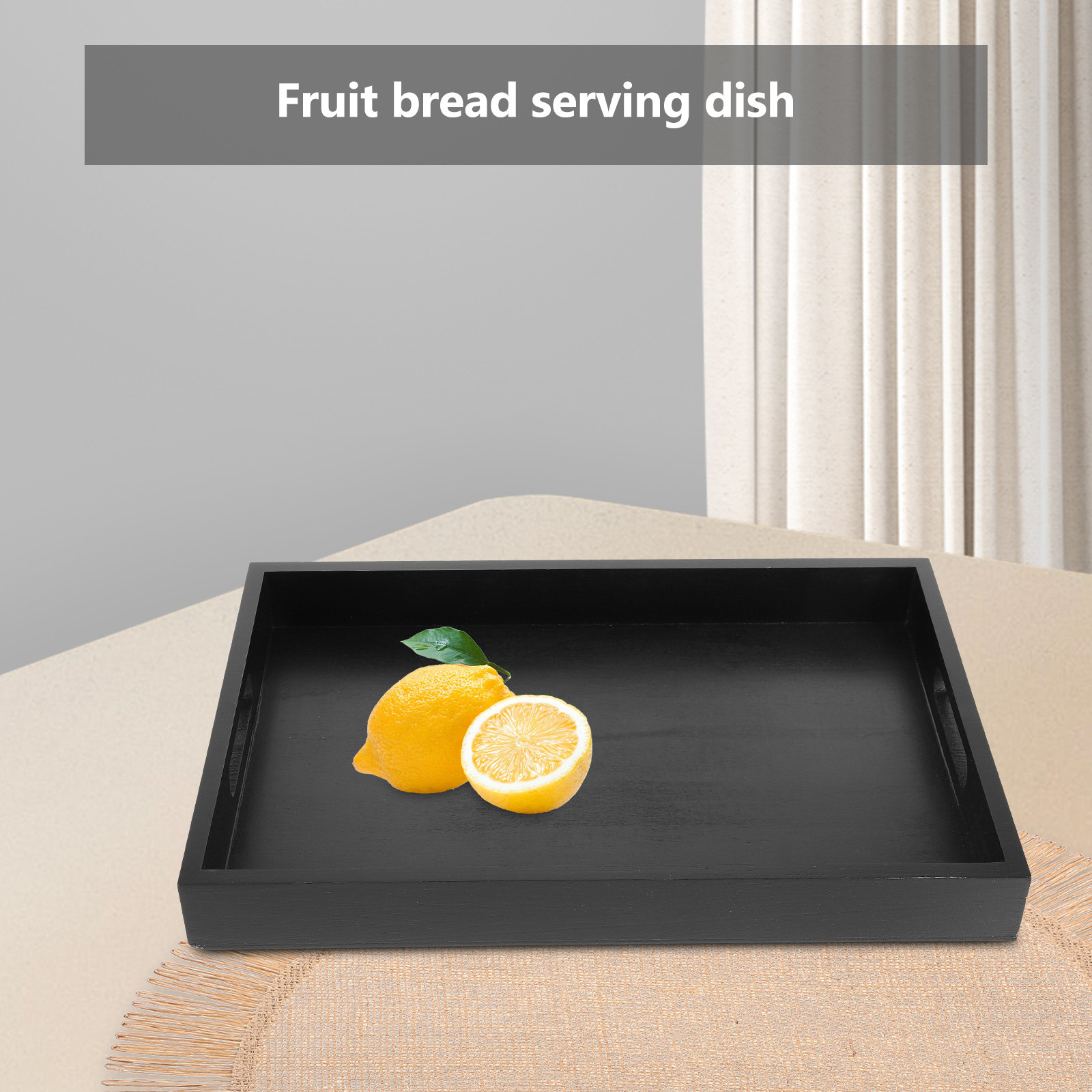 Food Snacks That Are Black - Siyah Dikdörtgen Ahşap Servis Tepsisi, Ev
