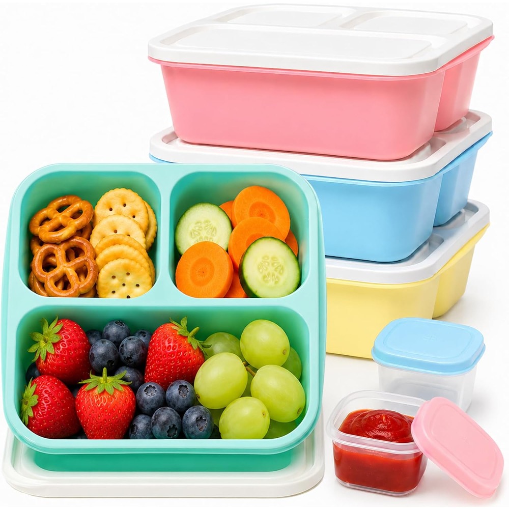 Food Snacks To Eat - Yetişkinler için 3 Bölmeli Bento Kutusu