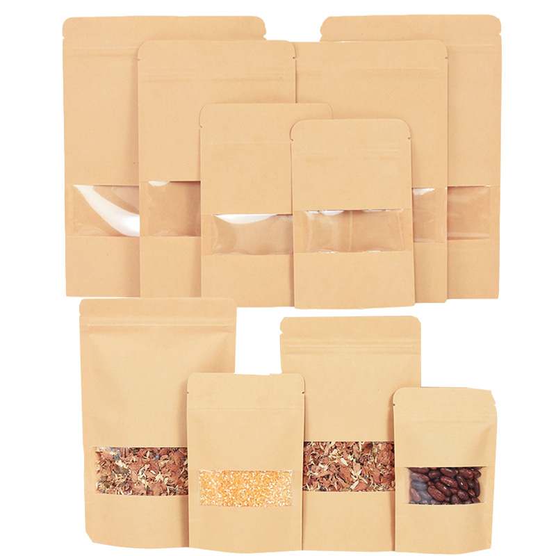 Food Snacks Candy - 20/50 adet Kraft Kağıt kilitli poşetler