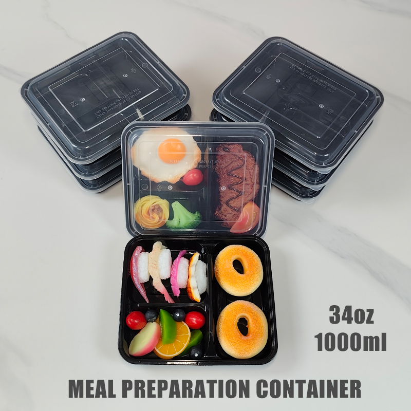 Food Prep Snacks - 3 Bölmeli 34 Oz/1000 Ml, 12/35