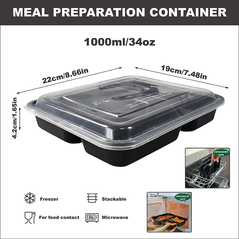 3 Bölmeli 34 Oz/1000 Ml, 12/35 - Food Prep Snacks incelemesi ve fiyatı